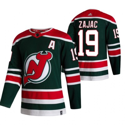 New Jersey New Jersey Devils #19 Travis Zajac Green Men's Adidas 2020-21 Reverse Retro Alternate NHL Jersey